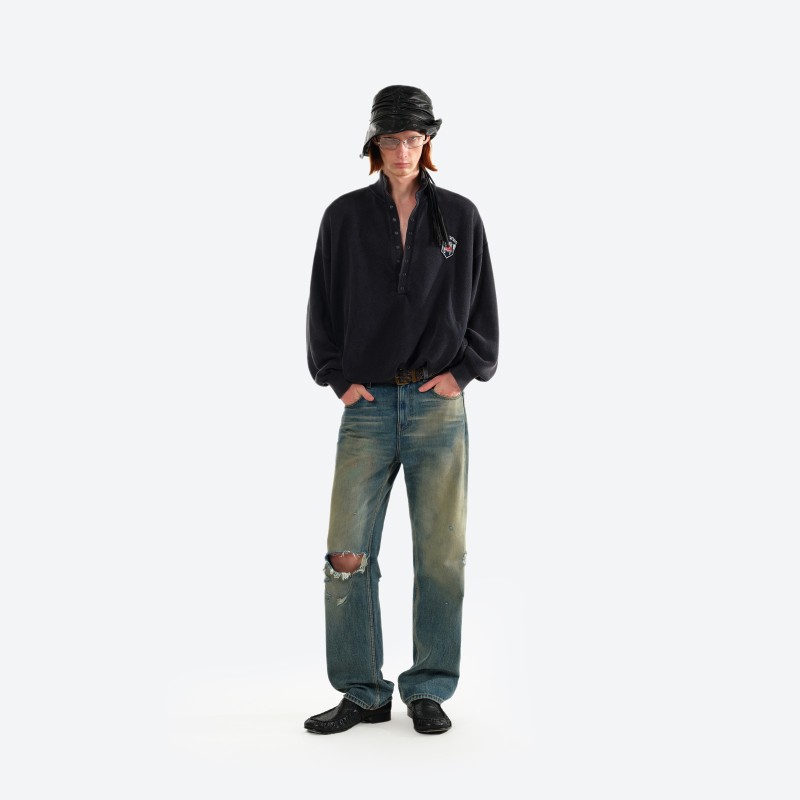 Badge Half Placket Sweater